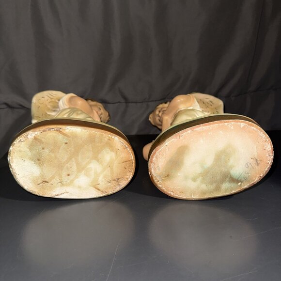 Christmas Angels Kneeing Set Nativity Figurines 1950 Solid Plaster Painted CHIPS - Picture 14 of 16